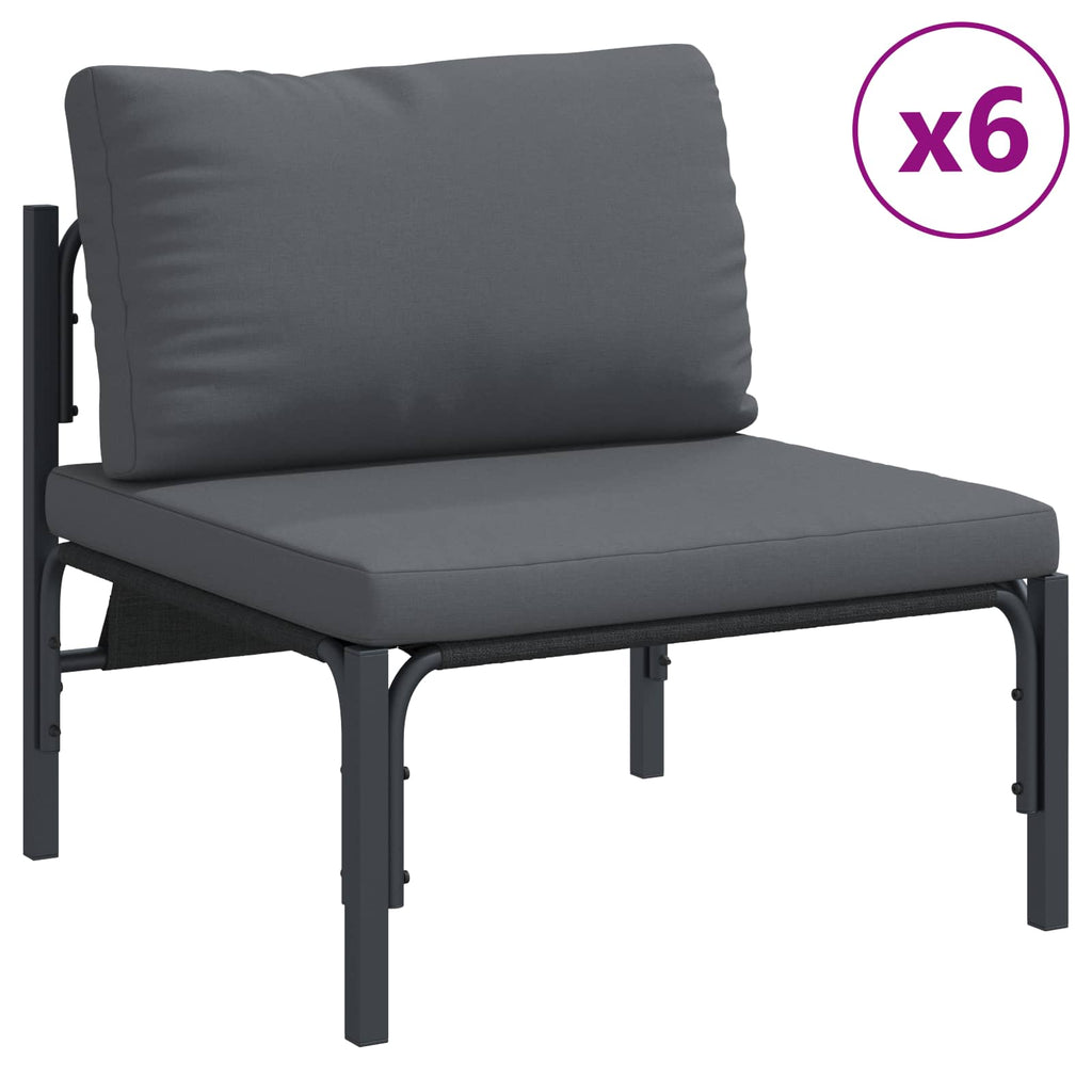 Conjunto de sofás de jardín con cojín 10 pcs Negro Acero