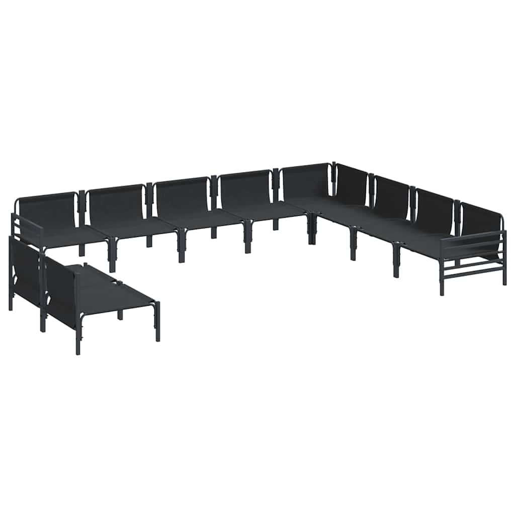 Conjunto de sofás de jardín con cojín 10 pcs Negro Acero
