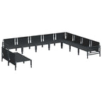 Conjunto de sofás de jardín con cojín 10 pcs Negro Acero