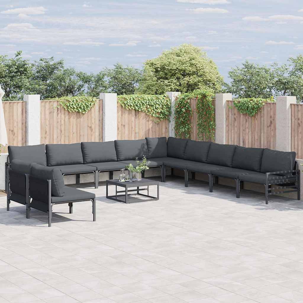 Conjunto de sofás de jardín 9 pcs Negro ratán sintético