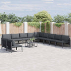 Conjunto de sofás de jardín 9 pcs Negro ratán sintético
