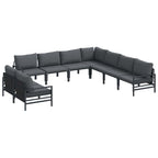 Conjunto de sofás de jardín con cojín 9 pcs Negro Acero