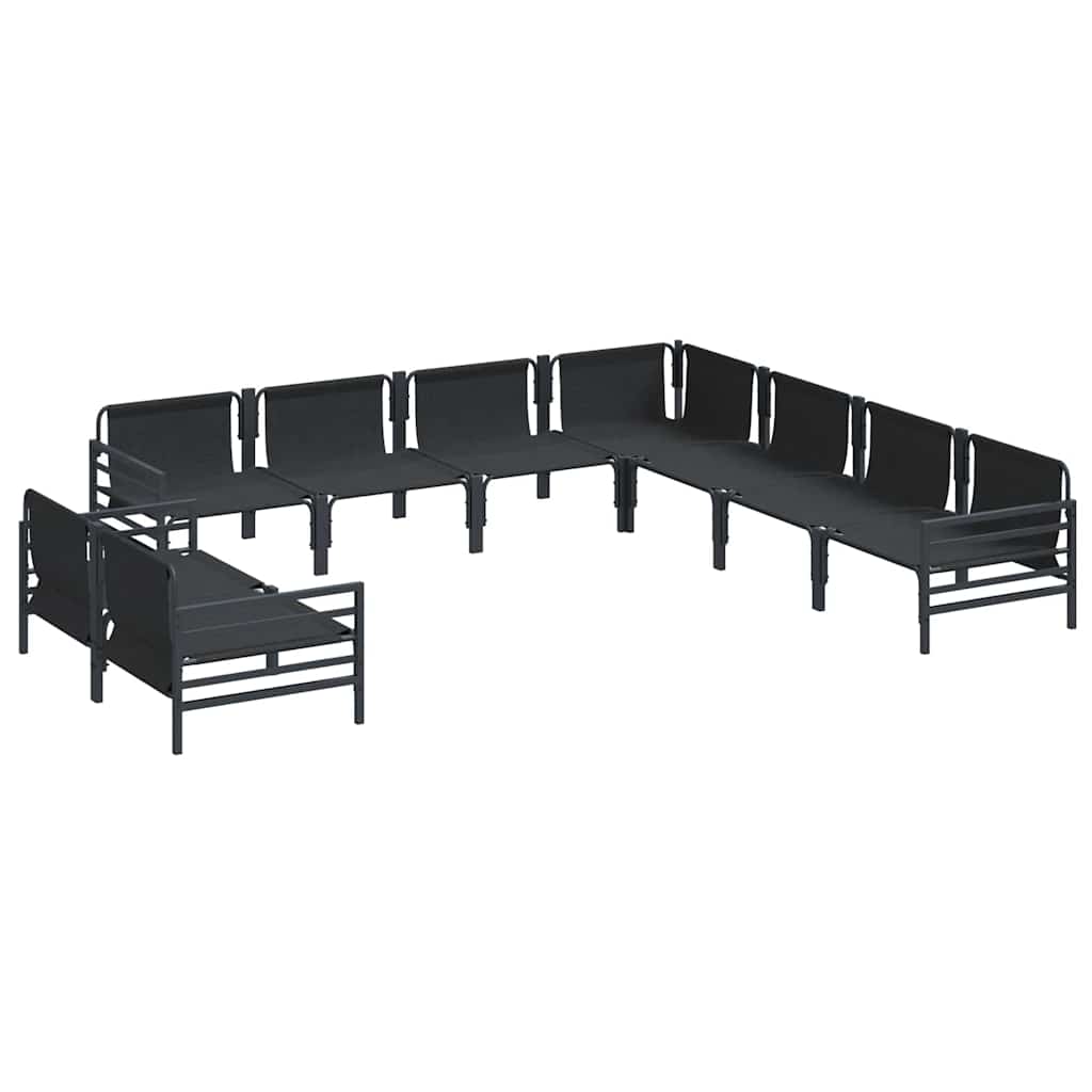 Conjunto de sofás de jardín con cojín 9 pcs Negro Acero