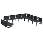 Conjunto de sofás de jardín con cojín 9 pcs Negro Acero