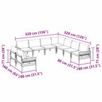 Conjunto de sofás de jardín con cojín 9 pcs Negro Acero