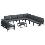 Conjunto de sofás de jardín con cojín 10 pcs Negro Acero