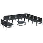 Conjunto de sofás de jardín con cojín 10 pcs Negro Acero