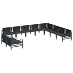 Conjunto de sofás de jardín con cojín 10 pcs Negro Acero