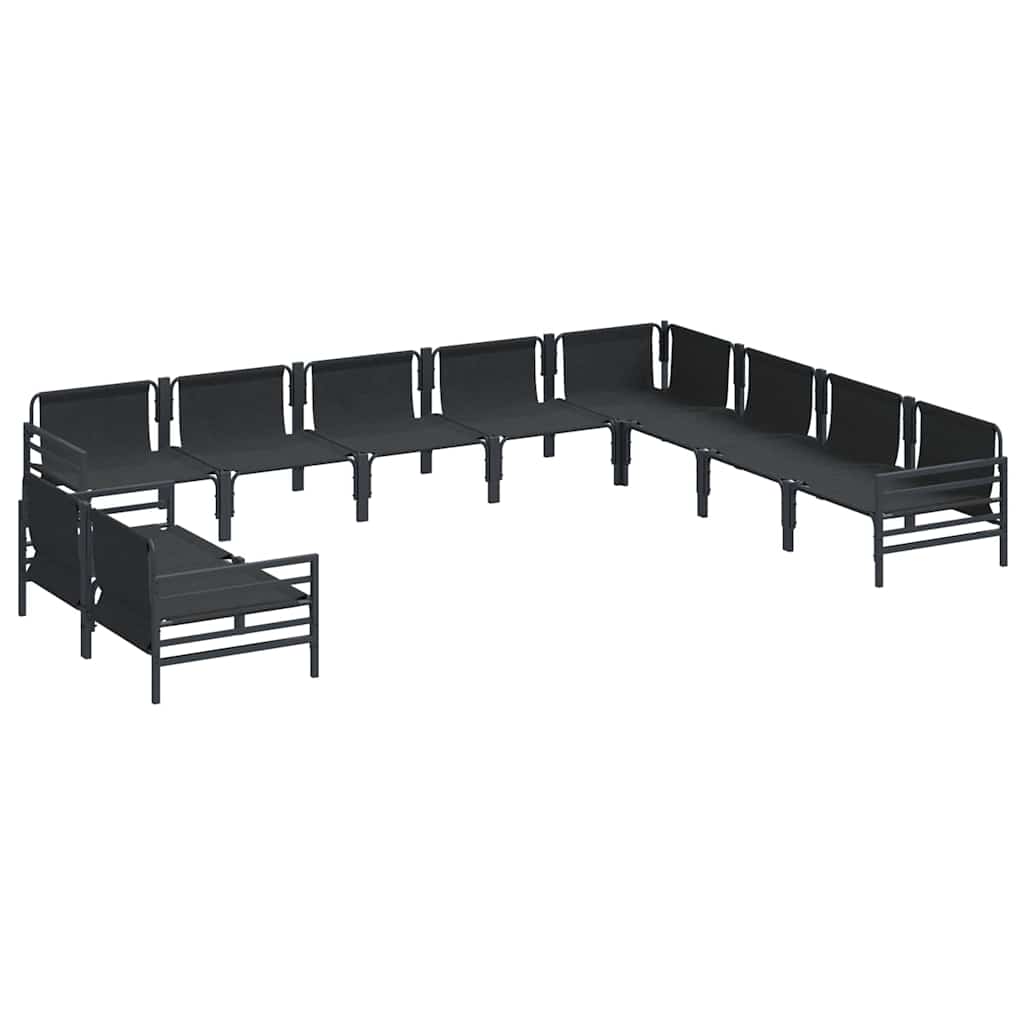 Conjunto de sofás de jardín con cojín 10 pcs Negro Acero