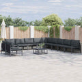 Conjunto de sofás de jardín con cojín 11 pcs Negro Acero