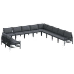 Conjunto de sofás de jardín con cojín 11 pcs Negro Acero