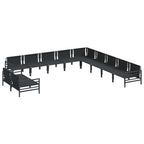 Conjunto de sofás de jardín con cojín 11 pcs Negro Acero