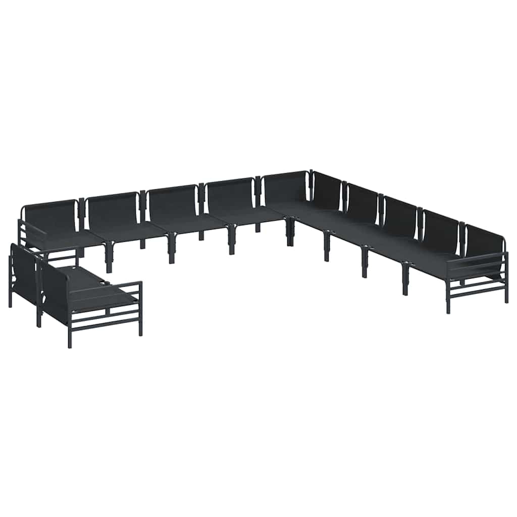 Conjunto de sofás de jardín con cojín 11 pcs Negro Acero