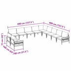 Conjunto de sofás de jardín con cojín 11 pcs Negro Acero