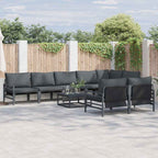 Conjunto de sofás de jardín con cojín 8 pcs Negro Acero