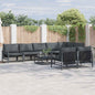 Garden Sofa Set with Cushion 8 pcs Black Steel