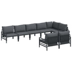 Conjunto de sofás de jardín con cojín 8 pcs Negro Acero