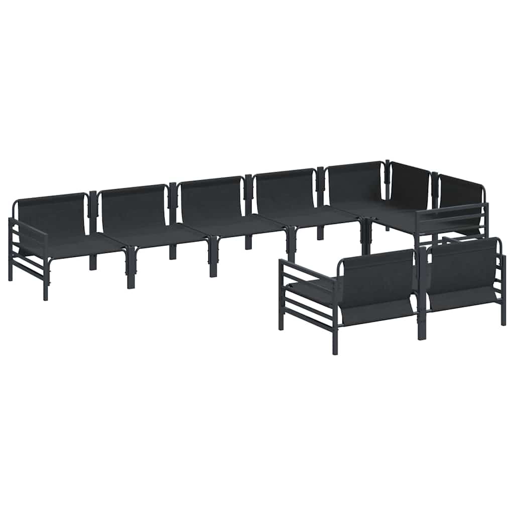 Conjunto de sofás de jardín con cojín 8 pcs Negro Acero