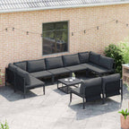 Conjunto de sofás de jardín con cojín 9 pcs Negro Acero