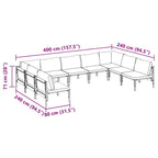 Conjunto de sofás de jardín con cojín 9 pcs Negro Acero