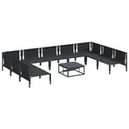 Conjunto de sofás de jardín con cojín 10 pcs Negro Acero