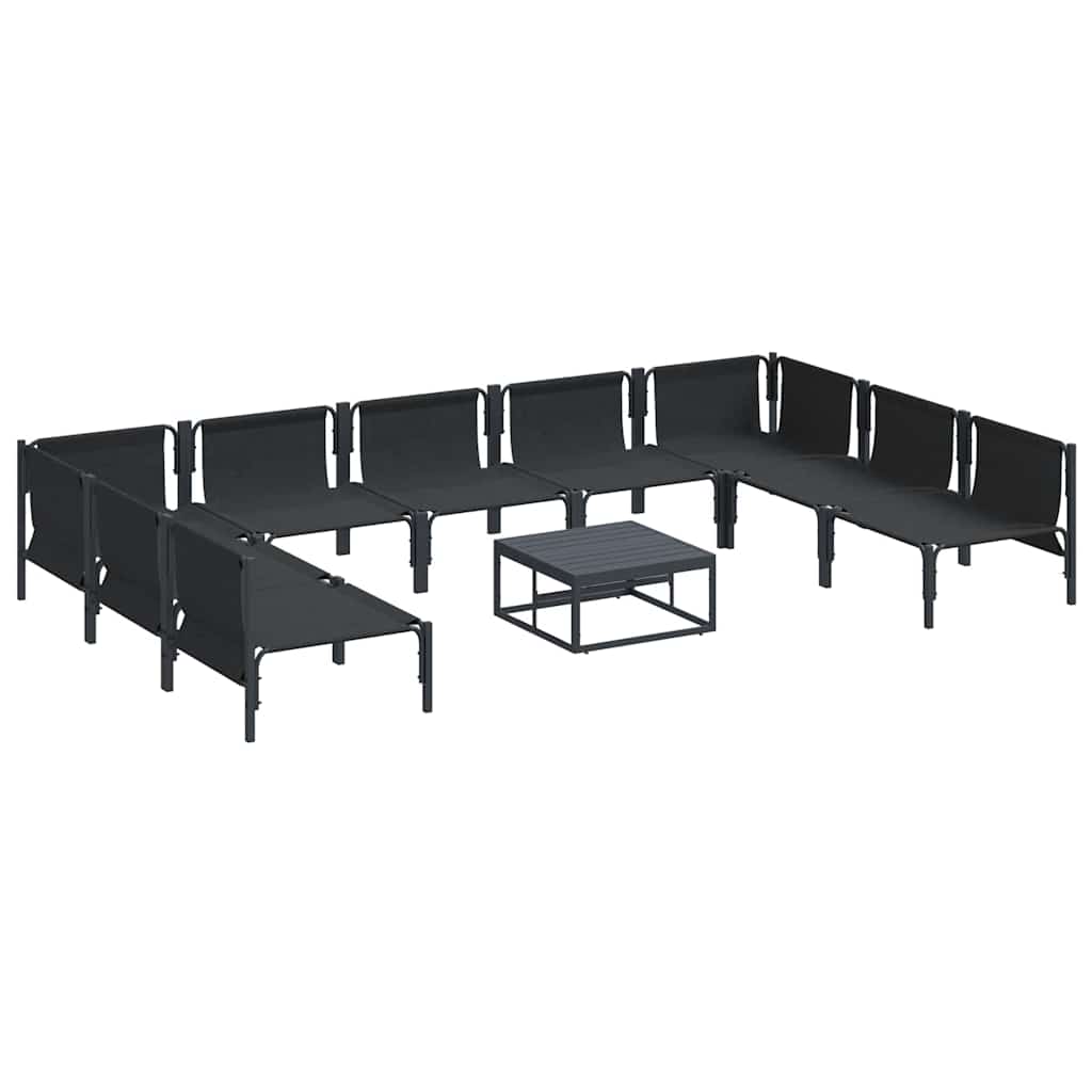 Conjunto de sofás de jardín con cojín 10 pcs Negro Acero
