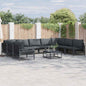 10-Piece Garden Sofa Set with Cushions Black Steel