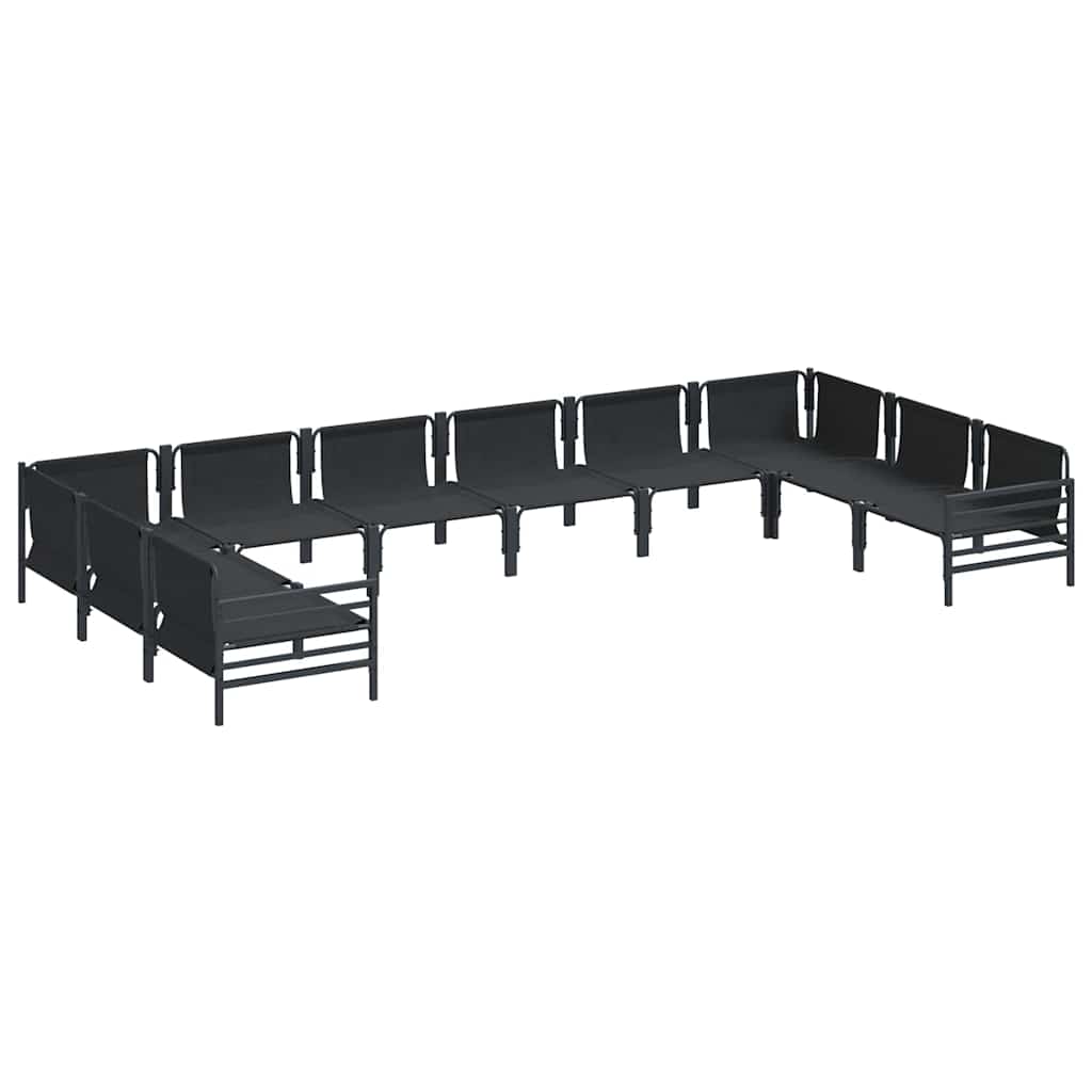 Conjunto de sofás de jardín con cojín 10 pcs Negro Acero