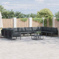 Conjunto de sofás de jardín con cojín 11 pcs Negro Acero
