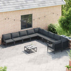 Conjunto de sofás de jardín con cojín 11 pcs Negro Acero