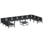 Conjunto de sofás de jardín con cojín 11 pcs Negro Acero