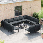 Conjunto de sofás de jardín con cojín 11 pcs Negro Acero