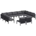 Conjunto de sofás de jardín con cojín 11 pcs Negro Acero