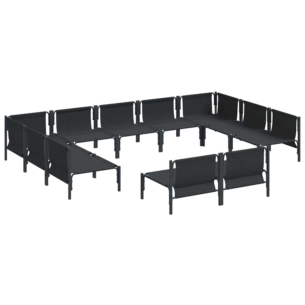 Conjunto de sofás de jardín con cojín 11 pcs Negro Acero