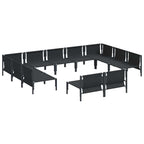 Conjunto de sofás de jardín con cojín 11 pcs Negro Acero