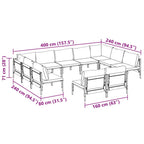 Conjunto de sofás de jardín con cojín 11 pcs Negro Acero