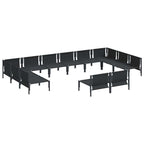 Conjunto de sofás de jardín con cojín 12 pcs Negro Acero