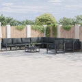 Conjunto de sofás de jardín con cojín 11 pcs Negro Acero