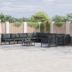 Conjunto de sofás de jardín con cojín 11 pcs Negro Acero