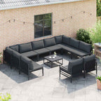 Conjunto de sofás de jardín con cojín 11 pcs Negro Acero