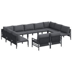 Conjunto de sofás de jardín con cojín 11 pcs Negro Acero