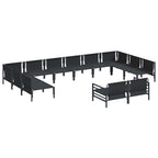 Conjunto de sofás de jardín con cojín 12 pcs Negro Acero