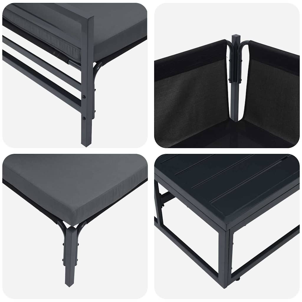 Conjunto de sofás de jardín con cojín 13 pcs Negro Acero