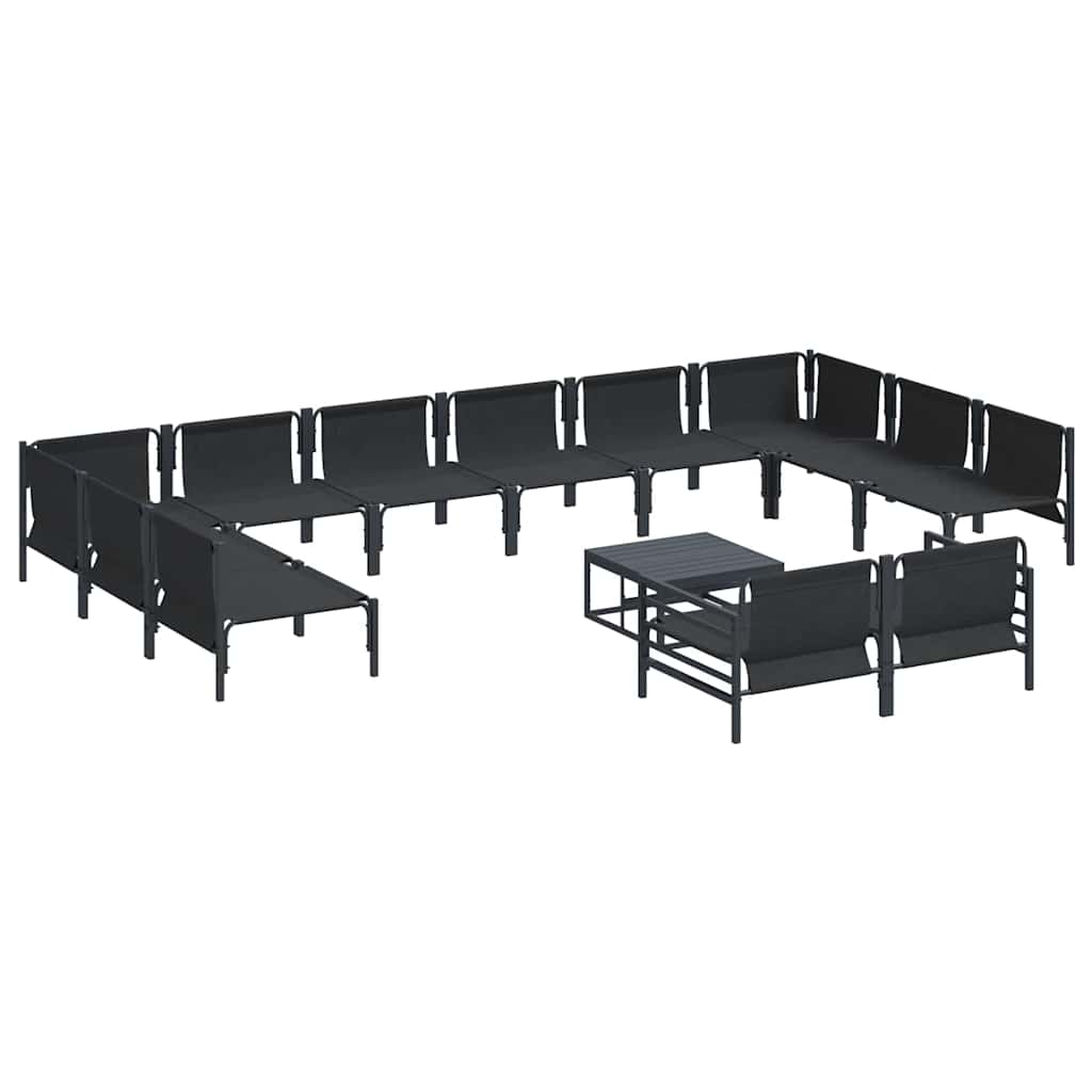 Conjunto de sofás de jardín con cojín 13 pcs Negro Acero