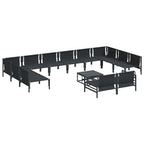 Conjunto de sofás de jardín con cojín 13 pcs Negro Acero