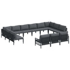 Conjunto de sofás de jardín con cojín 13 pcs Negro Acero