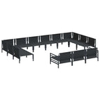 Conjunto de sofás de jardín con cojín 13 pcs Negro Acero