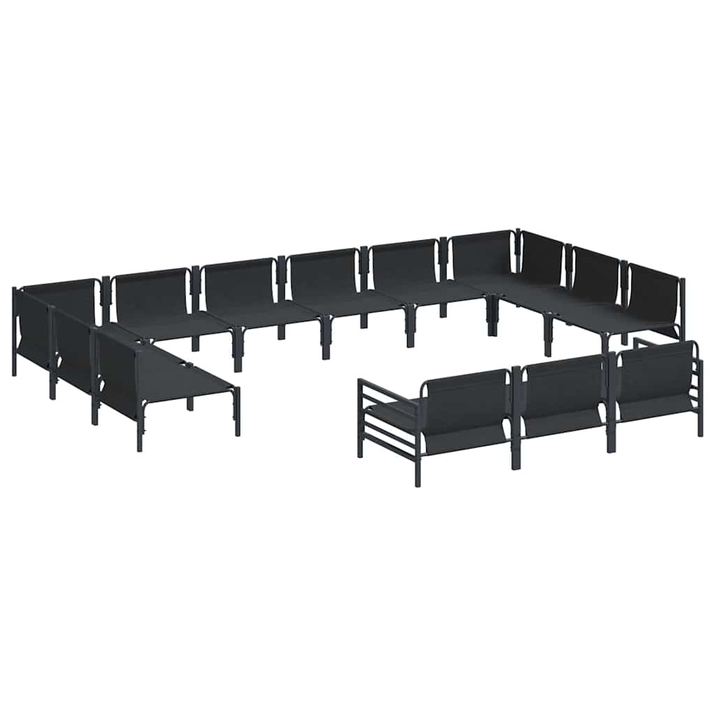 Conjunto de sofás de jardín con cojín 13 pcs Negro Acero