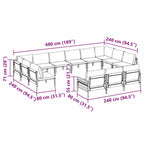 Conjunto de sofás de jardín con cojín 13 pcs Negro Acero