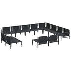 Conjunto de sofás de jardín con cojín 12 pcs Negro Acero